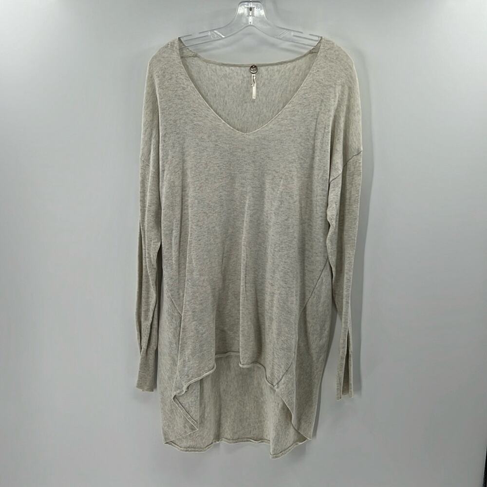 Margaret O'Leary Long Sleeve Lightweight Tunic Top - White Heathered - Large